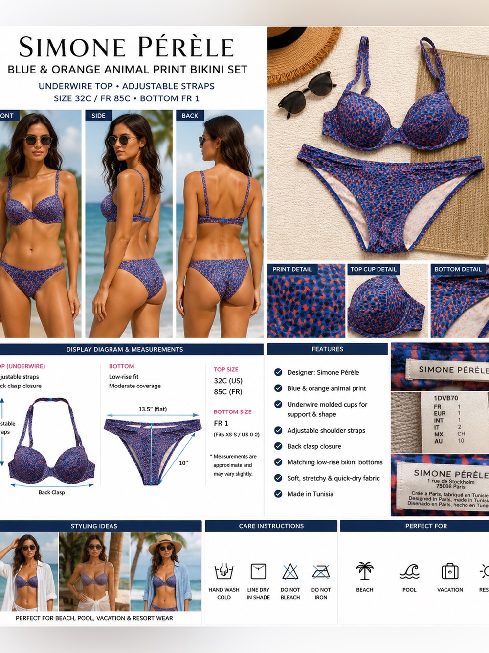 Simone Pérèle Animal Print Underwire Bikini Set 32C / FR 85C Bottom FR 1